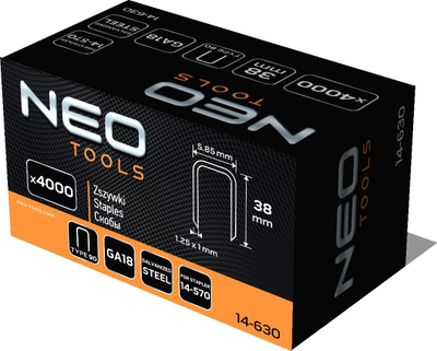 Галванизирани спојници NEO 14-630, GA18 Type 90, 38 mm, за пневматски степлер