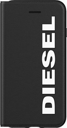 Këllëf-portofol Diesel Core për iPhone X/Xs, lëkurë PU, me karikim me valë Qi, i zi
