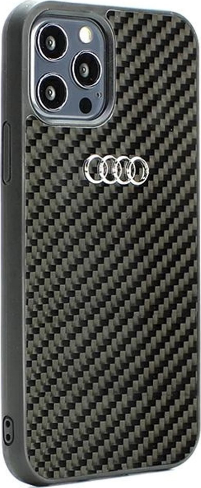 Futrollë telefoni Audi Carbon Fiber, për iPhone 12 12 Pro 6.1", hardcase, e zezë