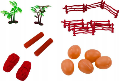 Set lodrash dinosaurë Lean Toys, 45 pjesë, me aksesorë, shumëngjyrësh