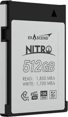 Kartë memorie Exascend Nitro CFexpress Type B, 512GB, 1850MB/s, gri