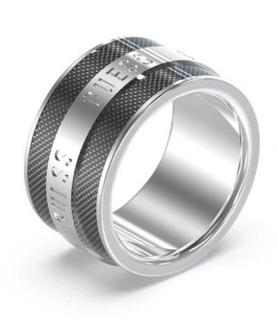 Unazë për meshkuj Guess Legacy JUMR03209JWSTBK, e argjendtë/ e zezë