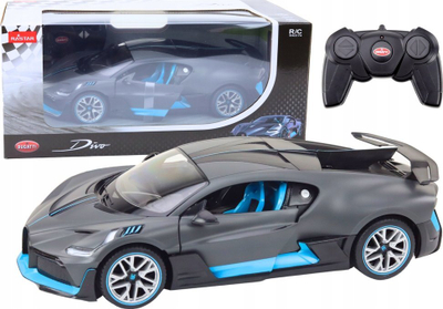 Makina me telekomandë Bugatti Divo LeanToys, shkallë 1:14, dyer që hapen, gri me blu