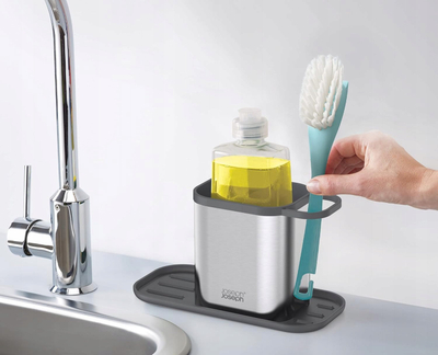 Организатор за мијалник Joseph Joseph Duo Steel Sink Tidy, инокс челик, компактен, сив