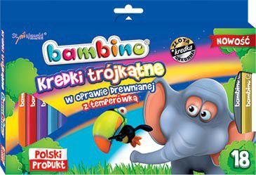 Kredha ngjyruese Bambino trekëndore, set 18 copë, në mbështjellës druri, shumëngjyrëshe