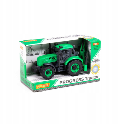 Lodër traktor ekskavator Polesie Progress 91536, plastik, për fëmijë 3+, jeshil
