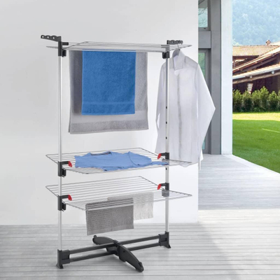 Tharëse rrobash Metaltex Ciclone Vario, 40m, me 3 nivele, argjendt e zezë