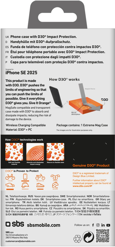 Маса за телефон SBS Rear Cover, за iPhone 16e, проѕирна