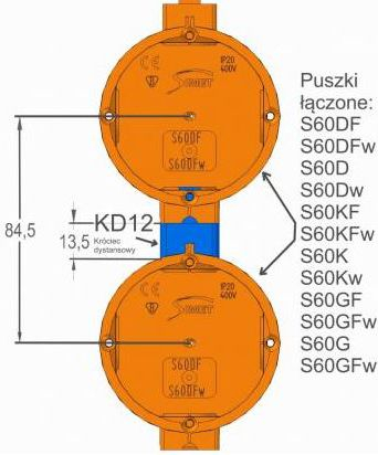 Kuti elektrike e fshehtë dyshe Simet SE2 x 60G, 60mm, blu