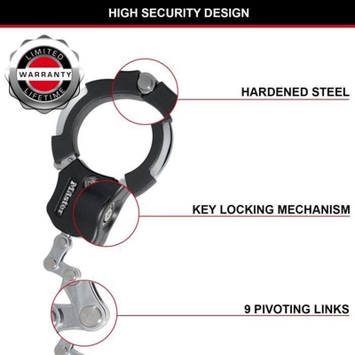 Dry biçiklete Master Lock Street Cuff 8290EURDPRO, me çelës, 55 cm, i zi