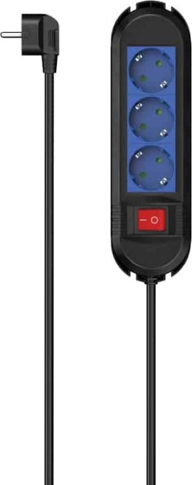 Kabllo vazhduese Hama, 3 priza, 1.5 m, zezë/kaltër