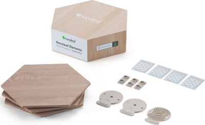 Panele dekorative me drita Nanoleaf Elements, set zgjerues 3 copë, pamje druri