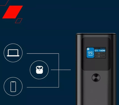 Надворешна батерија Кенион PB-2010, 27000mAh, PD 140W QC 3.0, црна