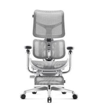 Karrige zyre Diablo Chairs V-Kinetic, rrjetë V-Mesh, mbështetëse këmbësh, gri