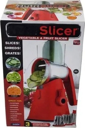 Prerëse dore Nutri Slicer Mediashop, me 3 tuba inoksi, e kuqe