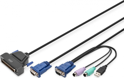 KVM switch Digitus Modular, një port, VGA USB PS/2, i zi