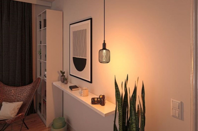 Llampë dopjo dekorative LED Paulmann Metallic Glow Cyl Helix, 3.5W, E27, e zezë