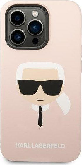 Kapak telefoni Karl Lagerfeld për iPhone 14 Pro 6.1", silikon, MagSafe, rozë e çelët