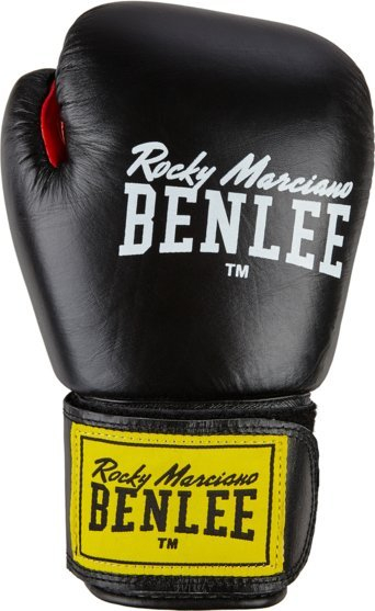 Doreza boksi Benlee Fighter, lëkurë natyrale, 12oz, të zeza me të kuqe