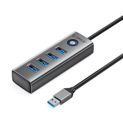 Hub USB Orico PDD4U U3, 4 porta USB A 3.0, 5 Gbps, gri