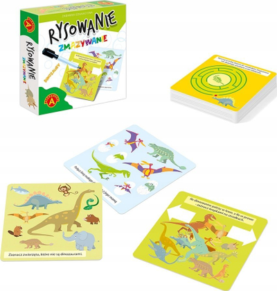 Set edukativ Alexander Drawing Erasing Dinosaurs, karta ushtrimesh, stilolaps fshirës, shumëngjyrësh