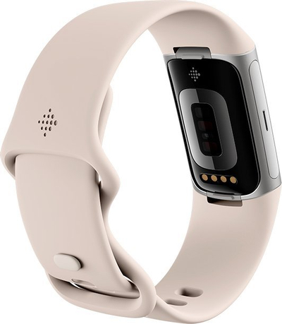 Byzylyk fitnesi Fitbit Charge 6, me GPS, mat rrahjet e zemrës, ngjyrë porcelan me argjend