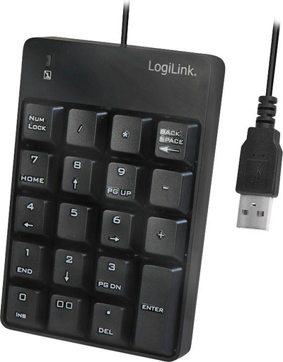 Tastierë LogiLink ID0184, numerike, me kabllo, US, e zezë
