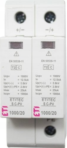 Mbrojtës nga mbingarkesa Etitec S C-PV 600/20, 600V DC, 20kA, i bardhë