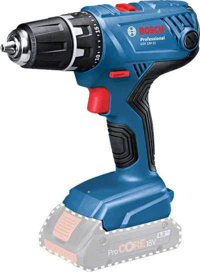 Kaçavidë elektrike Bosch GSR 18V-21, 18V, pa kabllo, blu