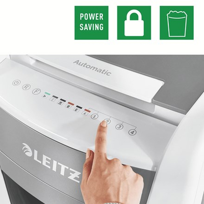 Grirës dokumentesh Leitz IQ Office 300 P4, automatik 300 fletë, kosh 60L, gri