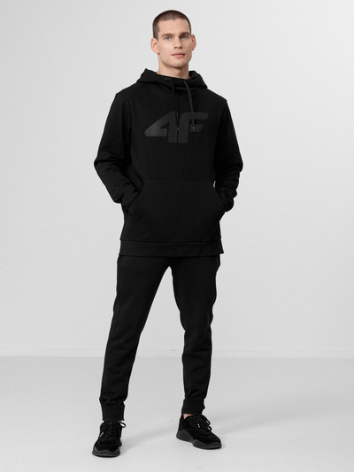 Bluzë me kapuç 4F H4Z22 BLM352, Regular Fit, me logo të madhe, e zezë