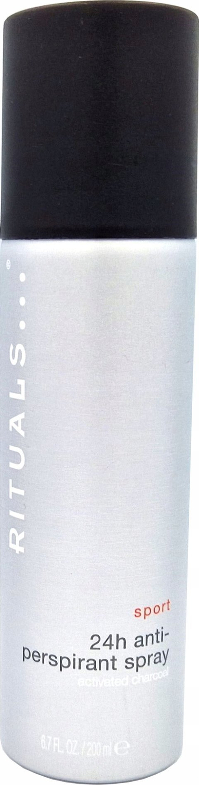 Sprej antiperspirant Rituals Sport 24 orë, 200 ml, gri me kapak të zi