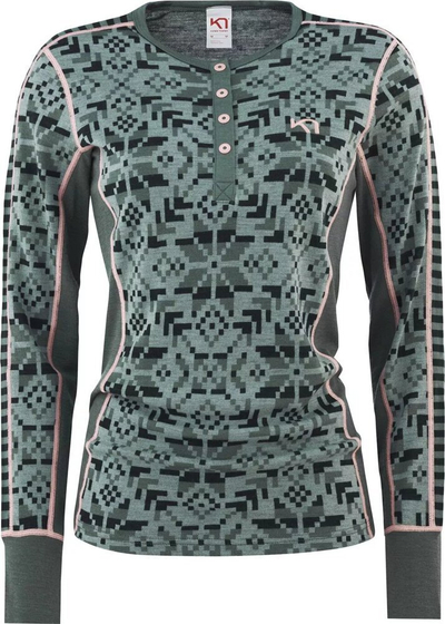 Bluzë termike femrash Kari Traa Else Wool, 100% lesh merino, mëngë të gjata, murk