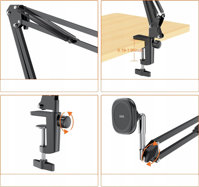 Magnet MagSafe Vrig Mg 09, dorezë dhe tripod për telefon, i zi