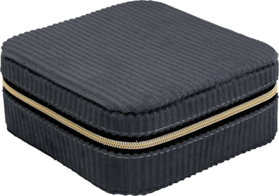 Kuti bizhuterish H&amp;S Collection Jewelry Box, korduroy 12x12x5 cm, me pasqyrë, gri e errët
