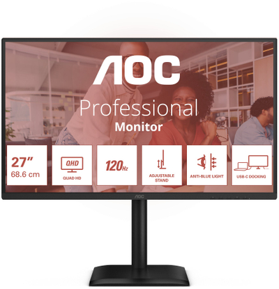 Monitor AOC E4 Q27E4CV, 27", Quad HD 1440p, 120Hz, i zi