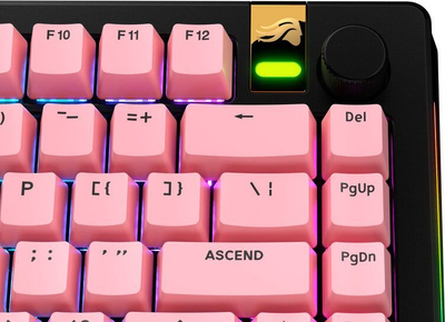Set keycaps Glorious GPBT Basics, 131 taste PBT, universal për tastiera mekanike, rozë Potion Pink