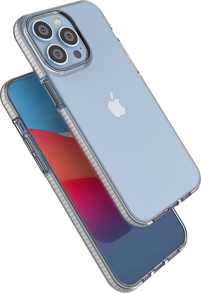 Maskë Spring Case për iPhone 14 Pro Max, TPU, e tejdukshme, rozë