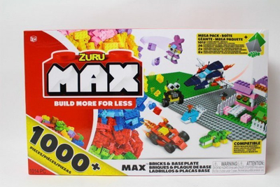 Set blloqesh ZURU Max Build More, 1000 copë, 2 bazamente, shumëngjyrësh
