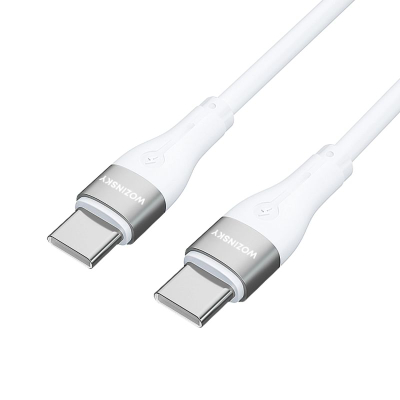 Kabllo karikimi Wozinsky WSTCC2 USB C në USB C, PD 65W, 2m, e bardhë