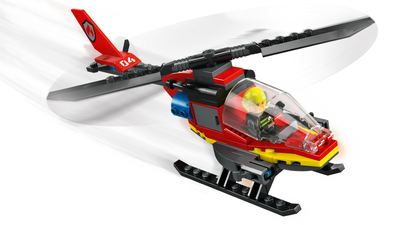 Lodër ndërtuese LEGO City Fire Rescue Helicopter 60411, helikopter zjarrfikës, për fëmijë, shumëngjyrëshe