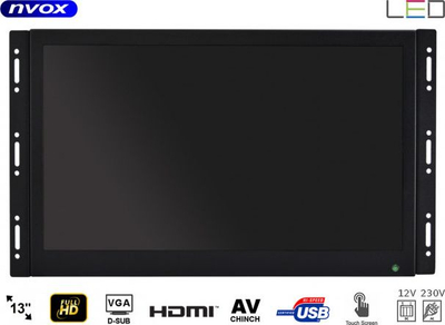 Монитор со допир Nvox Open Frame, 13\", IPS Full HD, црн