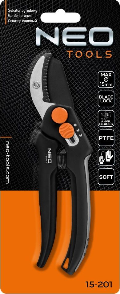 Gërshërë kopshti Neo 15-201 Anvil Pruner, sistem anvil, për degë deri 15mm