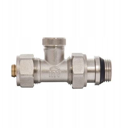 Valvul kthimi radiatori Herz, manuale, 16mm PEX, 1/2" BSP, e kromuar