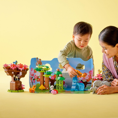 Lodër me tulla Lego Duplo 10974 Kafshët e Egra të Azisë, 116 copa, për kalamaj 2+ vjeç, shumëngjyrëshe