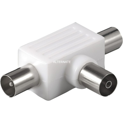Ndarës koaksial pa markë 2x plug në socket, adaptor antene, i bardhë