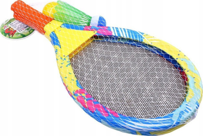 Set raketash plazhi 782915, 2 raketa me rrjetë, me top edhe shuttlecock, shumëngjyrësh