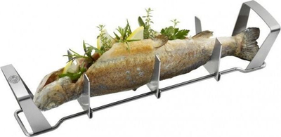 Mbajtëse peshku për BBQ Gefu, çelik inox, deri 35 cm, argjendtë