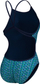 Kostum banje njëpjesësh për goca Arena Starfish Lace, MaxLife Eco, me yll deti, blu jeshile