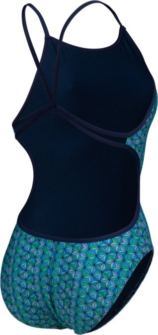 Kostum banje njëpjesësh për goca Arena Starfish Lace, MaxLife Eco, me yll deti, blu jeshile